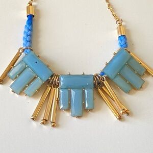 LC Part Blue Rope design Necklace with Gold tone Chain. Blue/Gold Tone.